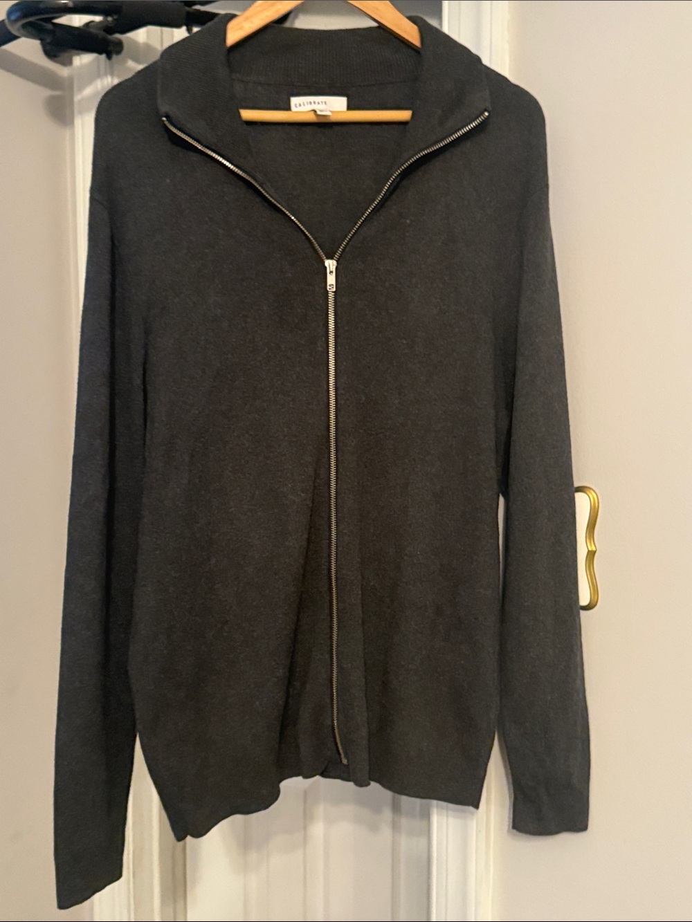 C2 by Calibrate Men's Charcoal Gray Zip-Up Sweater